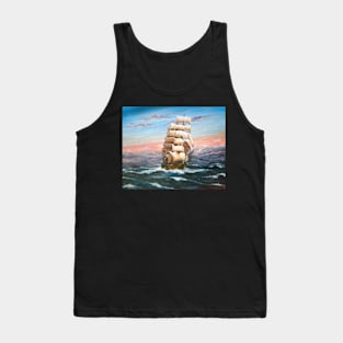 SQUARE RIGGER 'ILLAWARA' STEEL SAILING SHIP AT SUNSET Tank Top